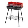 Square carbon barbecue with windscreen made of lacquered steel.