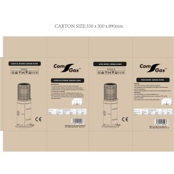 Cylindrical outdoor patio heater of reduced height.