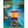 Adapter for camping and DIY equipment, bottles of Repsol Butano.